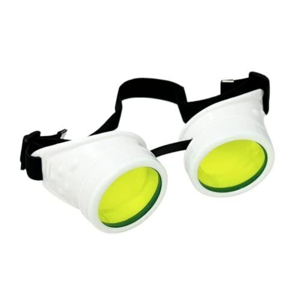 8965 Hyper Vision Goggles White Steampunk Rave Meme Glasses - Nerd Funny